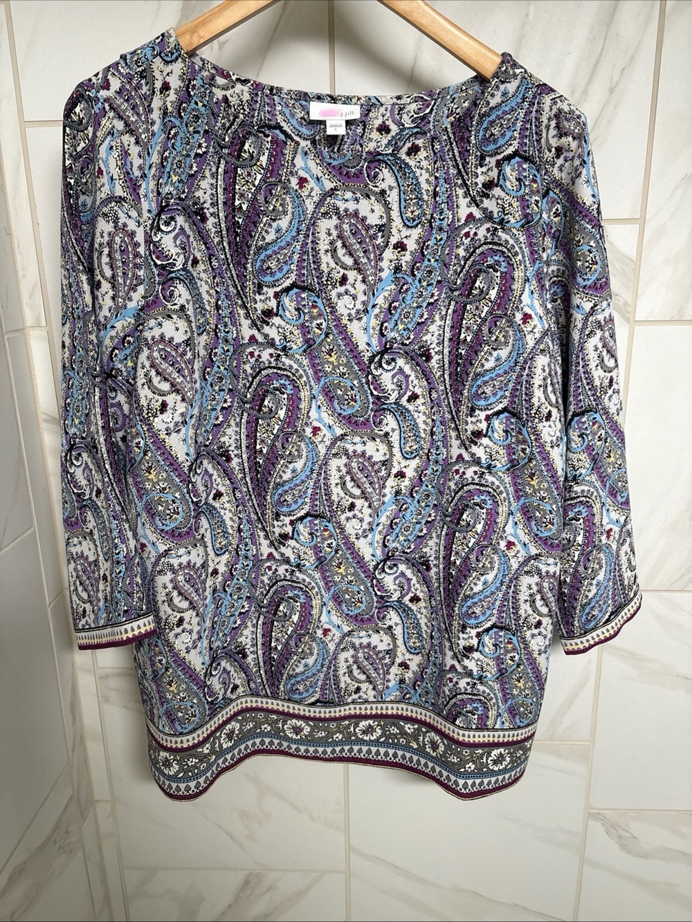 J. Jill Paisley Tunic Top - Purple, Blue & White large boho back